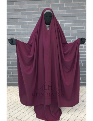 Big Jilbab 2 pieces Umm Hafsa V-neck - Bordeaux-JILBAB 2 PIECES SKIRT-Maktaba-Ahloulhadith