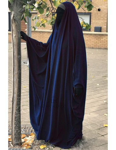 Grote Jilbab Saudi Umm Hafsa V-Hals - Blauw-jilbab met V-hals-Maktaba-Ahloulhadith
