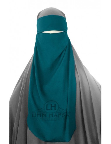 Niqab 1 véu ajustável Umm Hafsa - Azul pato-Niqab Umm Hafsa-Maktaba-Ahloulhadith