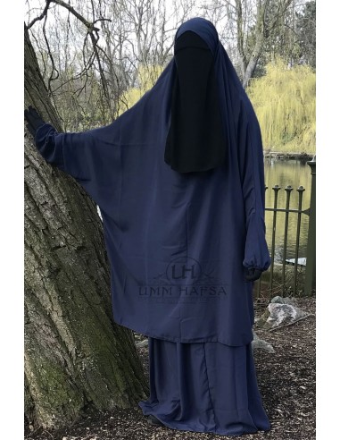 Jilbab 2 peças "saia" clássica Umm Hafsa - Azul-Jilbab Umm Hafsa-Maktaba-Ahloulhadith