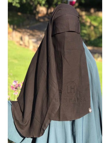 Niqab 2 Véus Boné 105cm Umm Hafsa - Preto-Niqab 2 Véus-Maktaba-Ahloulhadith