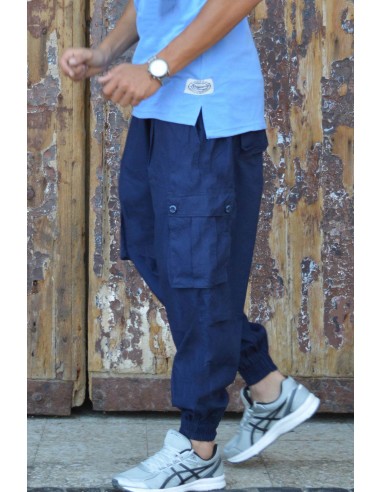 Sarouel Pantalon Cargo Rayane 11SC - Blau-Cargo Sarouel-Maktaba-Ahloulhadith