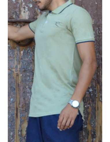 Oversize-Poloshirt aus 100% Baumwolle Rayane 11PO - Khaki-Poloshirts-Maktaba-Ahloulhadith
