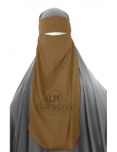 Niqab 1 verstelbare sluier Umm Hafsa - Kaneel-Niqab Umm Hafsa-Maktaba-Ahloulhadith