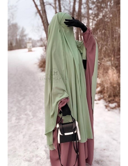 Khimar & Niqab papillon Umm Hafsa - Vert d'eau