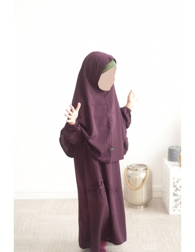 Abaya Hijab meisje Umm hafsa - Plum-Abaya/Hijab set-Maktaba-Ahloulhadith