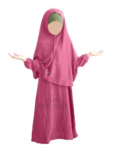 Abaya Hijab menina Umm hafsa - Rosa vassoura-Conjunto Abaya/Hijab-Maktaba-Ahloulhadith