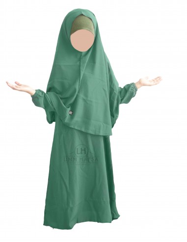 Abaya Hijab rapariga Umm hafsa - Verde-fogo-Conjunto Abaya/Hijab-Maktaba-Ahloulhadith