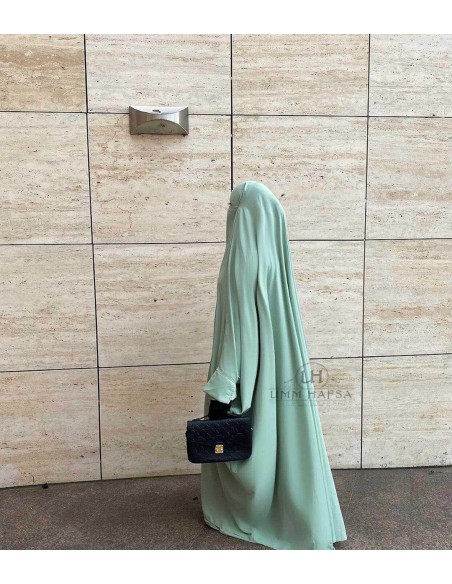 Jilbab de encaixe saudita Umm Hafsa - Verde água
