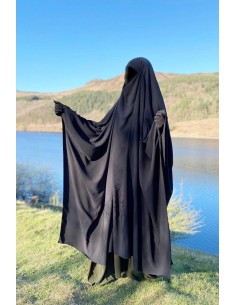 Grote Khimar & Grote Niqab Umm Hafsa - Zwart