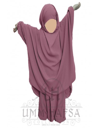 Kinderjilbab "Sarouel" Umm Hafsa - Rozenhout-Whool perzik Umm Hafsa-Maktaba-Ahloulhadith