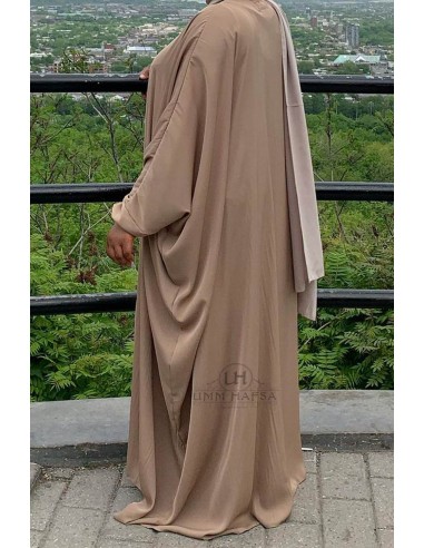 Abaya borboleta Umm Hafsa "Nidha luxe" - Taupe-Abaya borboleta-Maktaba-Ahloulhadith