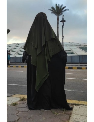 Khimar triângulo dois véus Umm Hafsa - Cáqui-Hijab/Khimar Umm Hafsa-Maktaba-Ahloulhadith