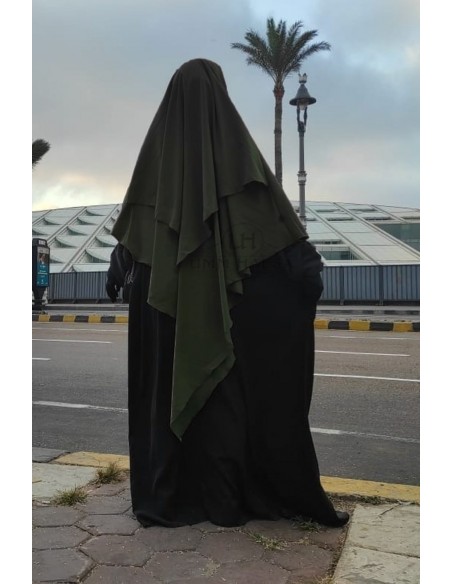 Khimar triângulo dois véus Umm Hafsa - Cáqui