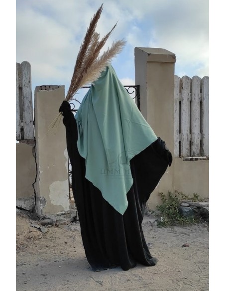 Khimar triangle deux voiles Umm Hafsa - Vert d'eau
