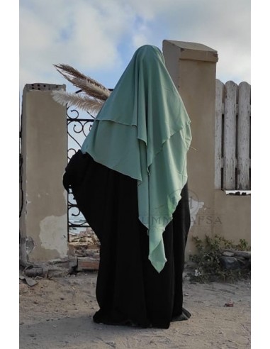 Khimar triangle deux voiles Umm Hafsa - Vert d'eau-Hijab/Khimar Umm Hafsa-Maktaba-Ahloulhadith