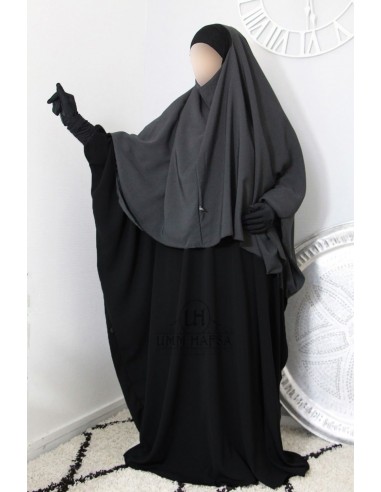 Abaya Maryam Umm Hafsa " Nidha luxe " - Black-Nidha Luxe Umm Hafsa-Maktaba-Ahloulhadith