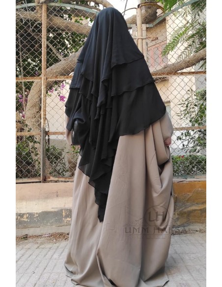 Khimar 3 veils Umm Hafsa - Black