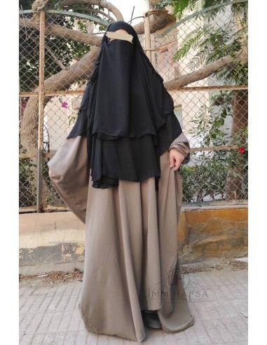 Khimar 3 véus Umm Hafsa - Preto-Hijab/Khimar Umm Hafsa-Maktaba-Ahloulhadith