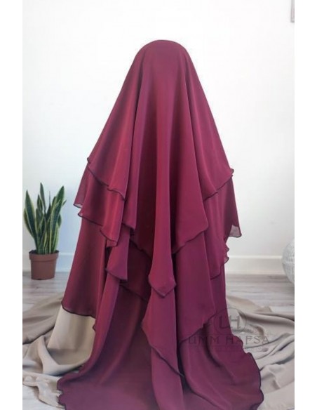 Khimar 3 slöjor Umm Hafsa - Bordeaux