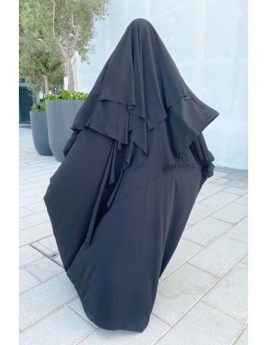 Khimar triângulo dois véus Umm Hafsa - Preto-Hijab/Khimar Umm Hafsa-Maktaba-Ahloulhadith