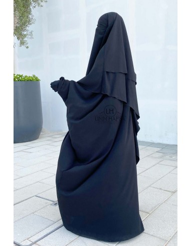 Khimar triângulo dois véus Umm Hafsa - Preto-Hijab/Khimar Umm Hafsa-Maktaba-Ahloulhadith