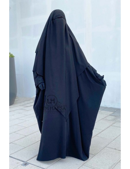 Khimar triangle deux voiles Umm Hafsa - Noir