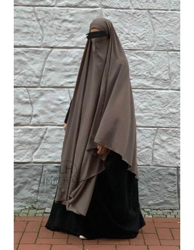 Khimar e Niqab a farfalla Umm Hafsa - Marrone cenere-Hijab/Khimar Umm Hafsa-Maktaba-Ahloulhadith