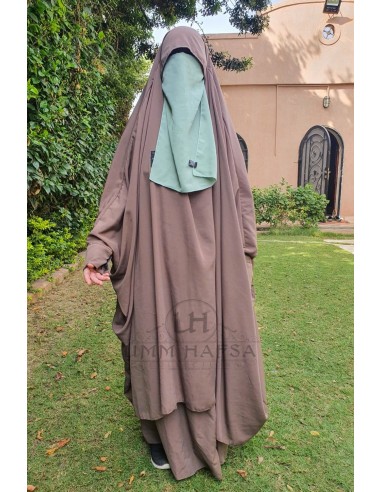 Jilbab de 2 peças com molas “saia” Umm Hafsa – Castanho Cinza-Jilbab Umm Hafsa-Maktaba-Ahloulhadith