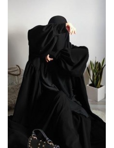 Abaya com clipes Hafsa - Preto