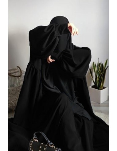 Abaya con clip Hafsa - Nero-Abaya Umm Hafsa-Maktaba-Ahloulhadith