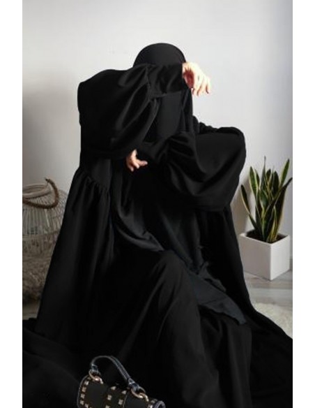 Hafsa clip-on abaya - Zwart