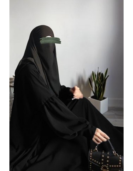 Hafsa abaya med clips - Svart