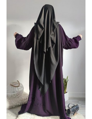 Abaya a Clips Hafsa - Pflaume-Abaya Umm Hafsa-Maktaba-Ahloulhadith
