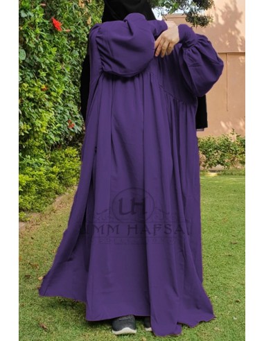 Abaya a clips Hafsa - Aubergine-Abaya Umm Hafsa-Maktaba-Ahloulhadith