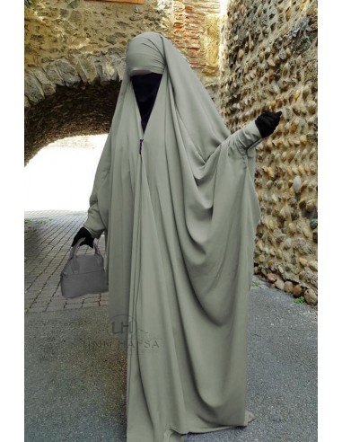 Saudisk jilbab med klips Umm Hafsa – Olivengrå-Jilbab Umm Hafsa-Maktaba-Ahloulhadith