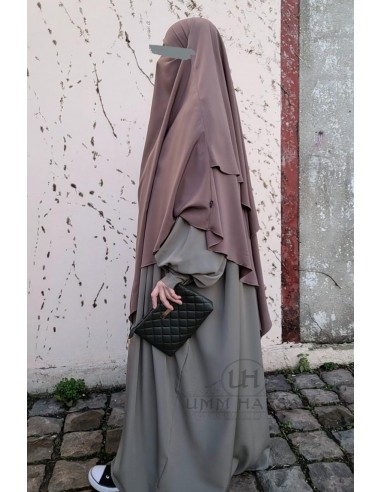 Khimar triangel två slöjor Umm Hafsa - Askbrun-Hijab/Khimar Umm Hafsa-Maktaba-Ahloulhadith