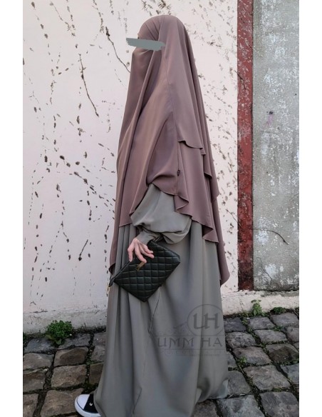 Khimar triángulo dos velos Umm Hafsa - Marrón ceniza