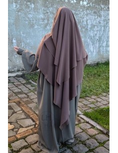 Khimar triangle deux voiles Umm Hafsa - Brun Cendré 2