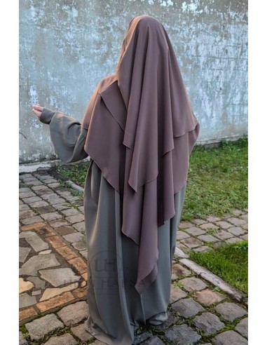 Khimar triángulo dos velos Umm Hafsa - Marrón ceniza-Hijab/Khimar Umm Hafsa-Maktaba-Ahloulhadith