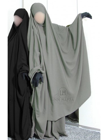 Big Jilbab 2-delad “KJOL” Umm Hafsa – Olivgrå-Jilbab Umm Hafsa-Maktaba-Ahloulhadith