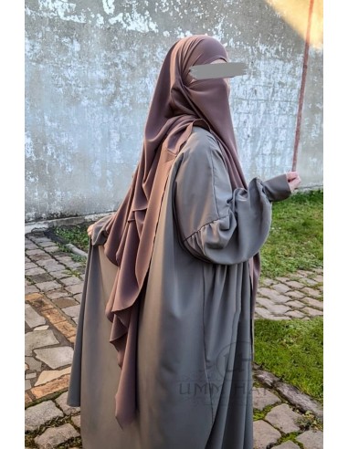 Abaya med clips Hafsa - Olivgrå-Abaya Umm Hafsa-Maktaba-Ahloulhadith