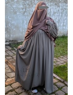 Abaya a clips Hafsa - Gris Olive  2