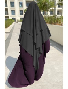 Khimar driehoek twee sluiers Umm Hafsa - Grijs
