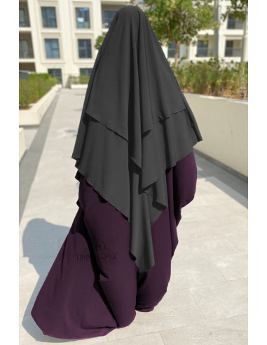 Khimar Triangel zwei Schleier Umm Hafsa - Grau-Hijab/Khimar Umm Hafsa-Maktaba-Ahloulhadith