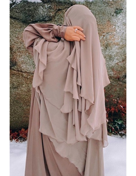 Khimar 3 sluiers Umm Hafsa - Taupe