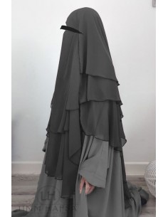 Khimar 3 velos Umm Hafsa - Gris