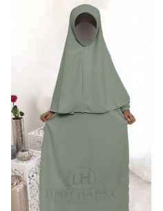 Abaya Hijab fille Umm hafsa - Gris Olive