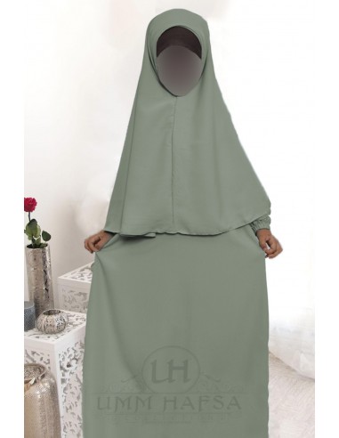 Abaya Hijab girl Umm hafsa - Olive Grey-Children's area-Maktaba-Ahloulhadith