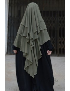 Khimar 3 voiles Umm Hafsa - Kaki Olive 2